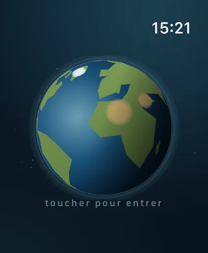 Application VIGIE sur Apple Watch Ultra : la Terre en écran de veille